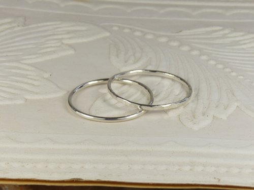 Stacking Rings, Thumb  ring,Sterling Silver Ring-Silver Hammered and smooth Ring-Band Ring