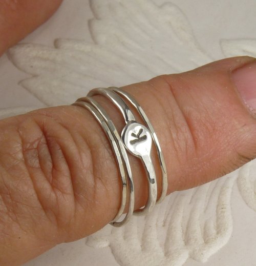 Letter ring-Sterling Silver Stacking Ring, Initial Ring,18 gauge Wire