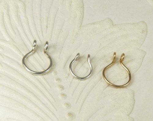 Septum Ring, Fake Septum, Sterling Silver-Gold nose ring-Faux Nose Ring