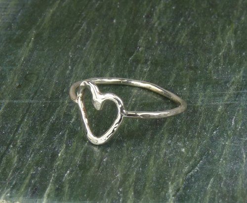 Sterling Silver Ring,Heart Ring,Hammered, Boho ring