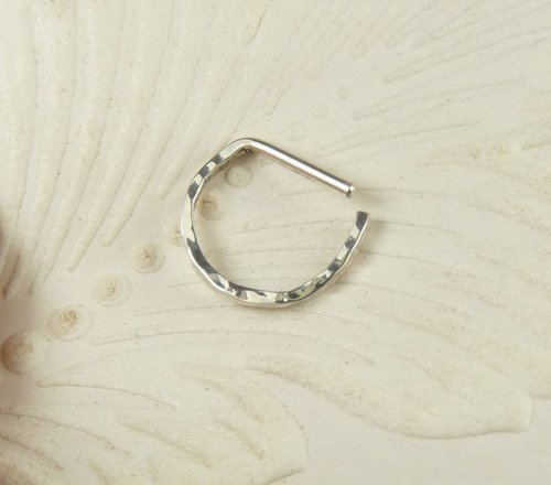 D Septum Ring, Sterling SilverNose Ring, 16 or 20 gauge Septum ring