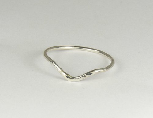 Sterling Silver Hammered Chevron Ring,Minimal Jewelry, Thumb ring,  16 gauge