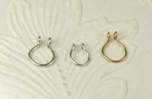 Septum Ring, Fake Septum, Sterling Silver-Gold nose ring-Faux Nose Ring