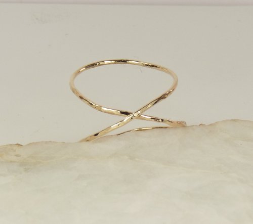 Criss Cross ring, Midi Ring, Gold Ring, X ring