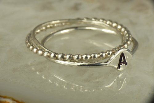 Initial Ring,Stacking Rings, 3 Rings, Personalized letter stacks,  Alphabet ring