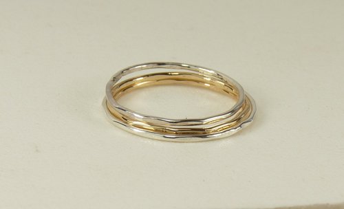 Silver or Gold Stacking Ring-Faceted Band Ring, 18 Gauge,Midi Ring