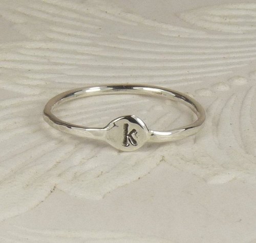 Letter ring-Sterling Silver Stacking Ring, Initial Ring,18 gauge Wire