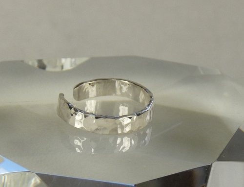 Thumb Ring, Sterling Silver Adjustable ring, 3 mm x 1 mm Hammered band
