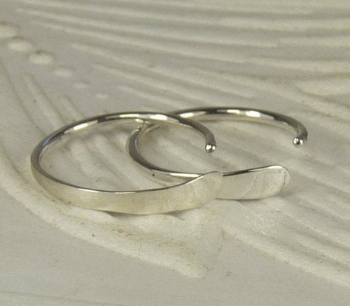 Sleeper Earrings, Small Hoops,Sterling silver Earrings, 20 gauge wire