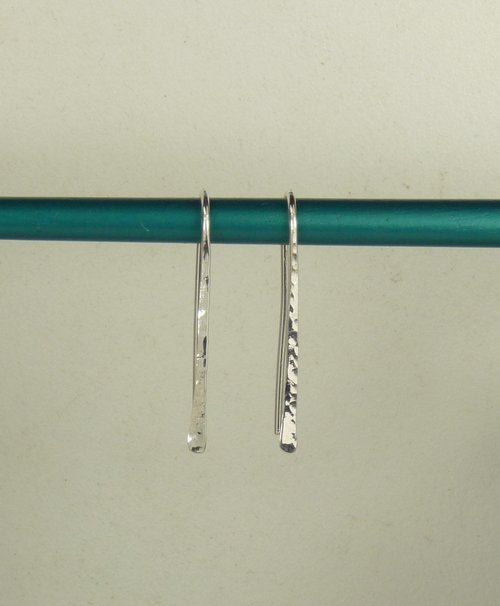 Hammered Dangles,Sterling silver Stick Earrings, Handmade  20 Gauge Wire