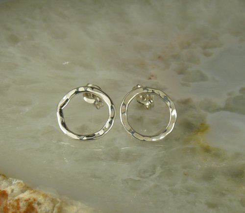 Circle Stud Earrings,Sterling Silver Studs, Small Earrings,  Boho Earrings
