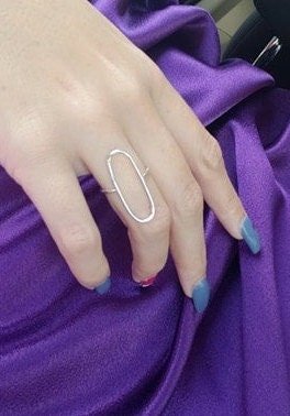Oval Ring, 16 Gauge,Open Oval Ring, Sterling Silver ring