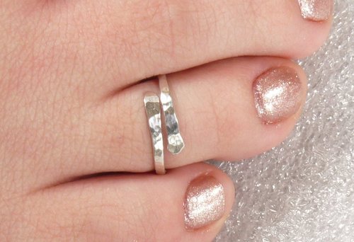 Toe Ring, Sterling Silver crossover,Adjustable Toe ring, Hammered Ring, Body Jewelry
