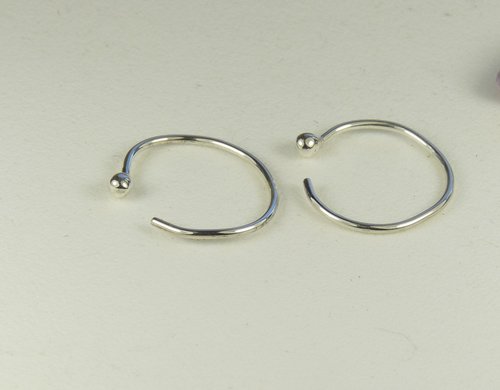 Nose Ring,  Sterling Silver Ring,Ball End nose ring ,20 gauge wire