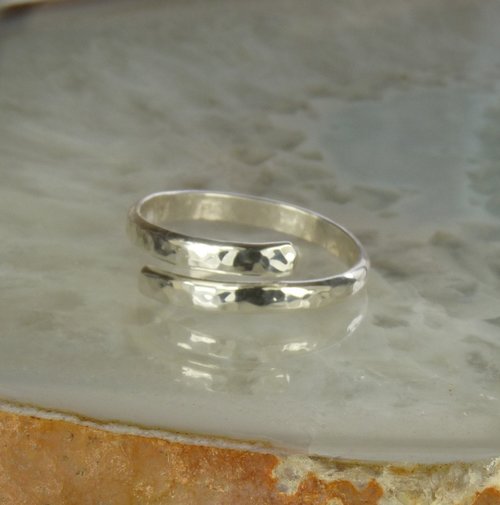 Adjustable Thumb  Ring, Sterling Silver, 9 Gauge Half Round Wire,  Bypass  Ring, Boho