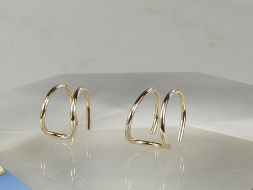 Double Wire  Ear Cuff, 20 Gauge, Gold Filled or sterling silver Earring,  Boho earring, double cuff earring,