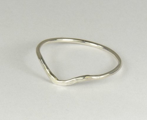 Sterling Silver Hammered Chevron Ring,Minimal Jewelry, Thumb ring,  16 gauge