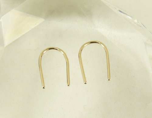 Arc Earrings, U earrings,Open hoop earrings, Gold Arc Earrings or Sterling Silver
