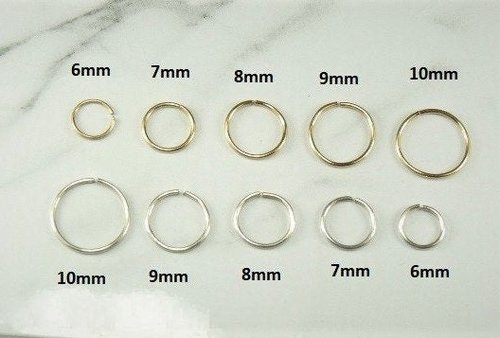 Tiny Hoops,Nose Ring, Helix Hoop,Tragus Hoop,20 or 22 Gauge Wire