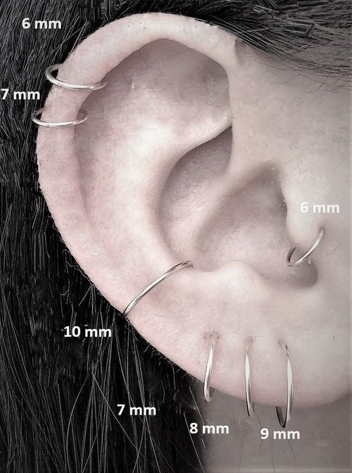Tiny Hoops,Nose Ring, Helix Hoop,Tragus Hoop,20 or 22 Gauge Wire