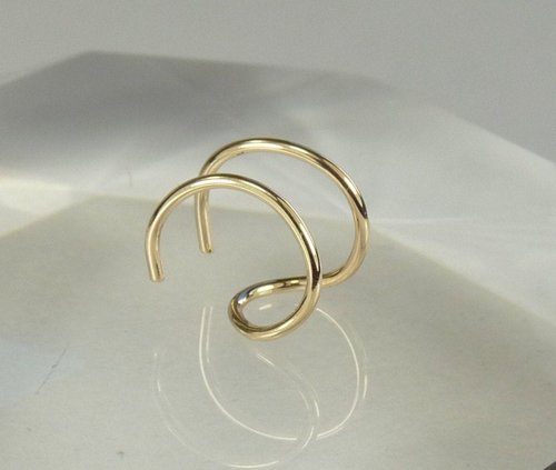 Double Wire  Ear Cuff, 20 Gauge, Gold Filled or sterling silver Earring,  Boho earring, double cuff earring,