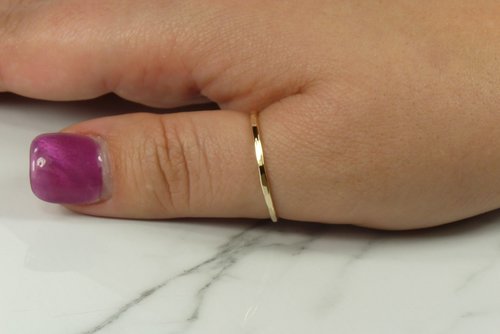 Gold Thumb ring,16 Gauge, Stacking ring, Women's Ring, G F  Faceted Ring