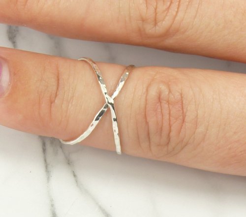 Midi Ring, X  Ring,Criss Cross,  Sterling Silver Ring, Index Finger Ring