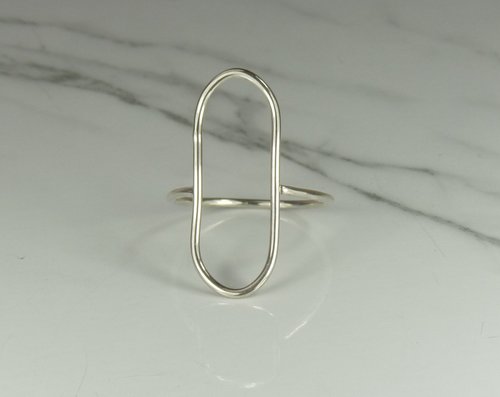 Oval Ring, 16 Gauge,Open Oval Ring, Sterling Silver ring