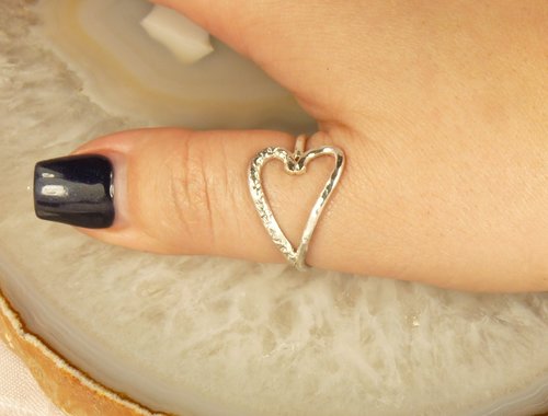 Heart ring, Thumb Ring, Sterling Silver Ring, Boho Style