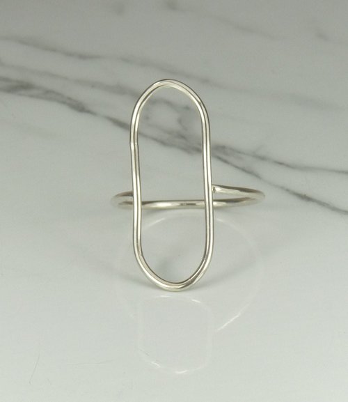 Oval Ring, 16 Gauge,Open Oval Ring, Sterling Silver ring