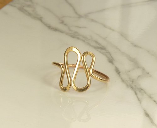 Thumb Ring, Bohemian Ring, Swirl Ring-Wavy Ring-Sterling Silver or Gold Filled ring