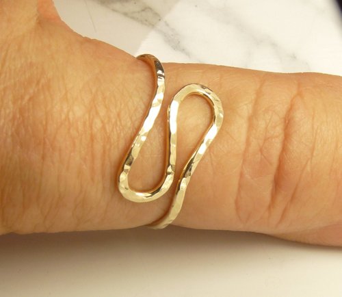 Thumb Ring, Gypsy Ring, Bohemian Ring, Swirl Ring, Sterling Silver or Gold Filled ring,Modern ring