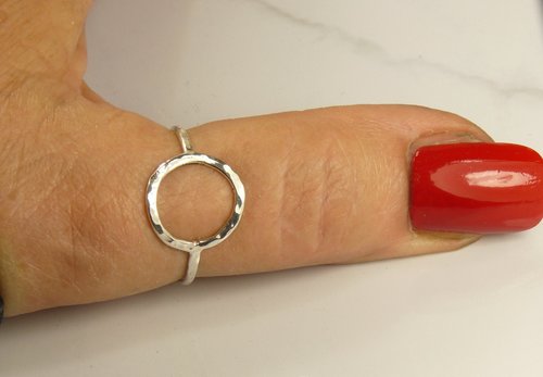 Circle ring, Hammered Ring,Open Circle Sterling Silver Ring, Handmade Ring