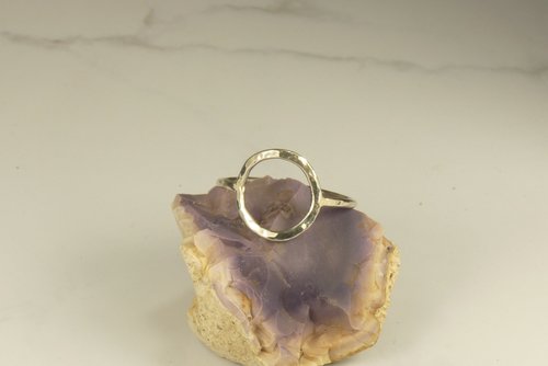 Circle ring, Hammered Ring,Open Circle Sterling Silver Ring, Handmade Ring