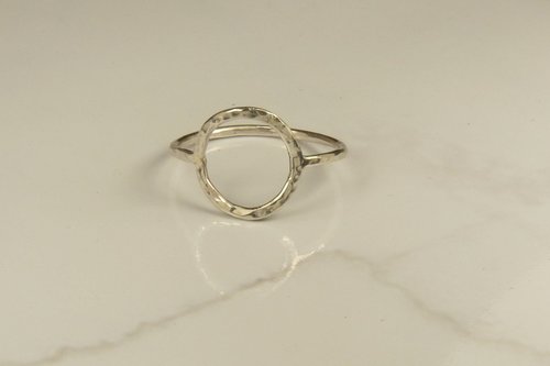 Circle ring, Hammered Ring,Open Circle Sterling Silver Ring, Handmade Ring