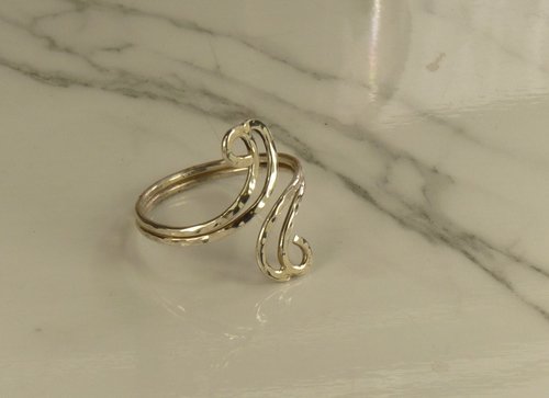 Thumb Ring Sterling Silver, Bypass ring, Curvy Ring, Boho Ring, Adjustable, 16 gauge Double wire