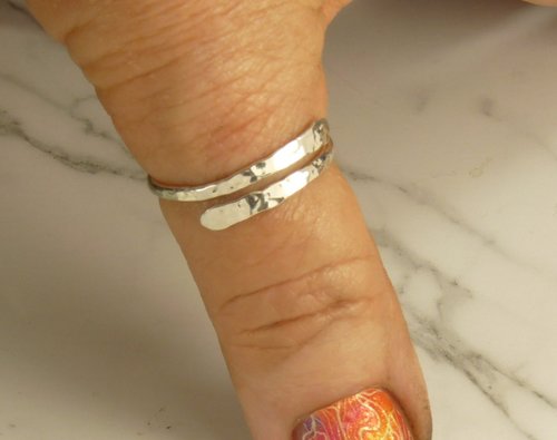 Thumb Ring, Bypass ring, Sterling Silver ring,  Adjustable  Ring, 14 Gauge, Midi ring
