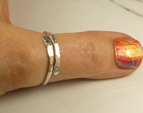 Thumb Ring, Bypass ring, Sterling Silver ring,  Adjustable  Ring, 14 Gauge, Midi ring