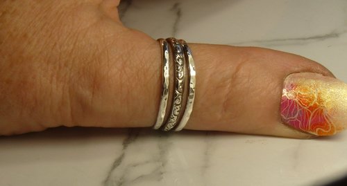 Chunky Silver, Adjustable Thumb  Ring, Sterling Silver, Round and Pattern Wire Ring,  Boho