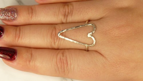 Heart Ring,Sterling Silver, Open Heart ring, Large Heart