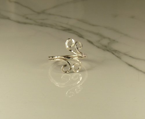 Toe Ring, Sterling Silver,Adjustable, Hammered Ring
