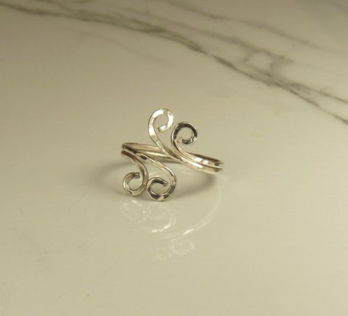 Toe Ring, Sterling Silver,Adjustable, Hammered Ring