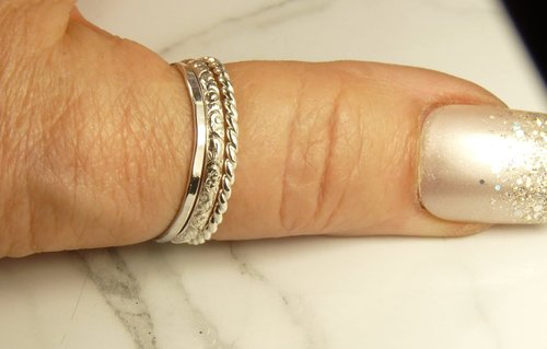 Thumb Rings,Stacking Rings, Sterling silver,  3  Bands