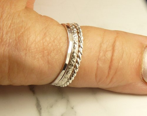 Thumb Rings,Stacking Rings, Sterling silver,  3  Bands