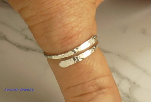 Thumb Ring, Bypass ring, Sterling Silver ring,  Adjustable  Ring, 14 Gauge, Midi ring