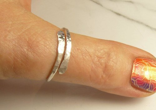 Thumb Ring, Bypass ring, Sterling Silver ring,  Adjustable  Ring, 14 Gauge, Midi ring