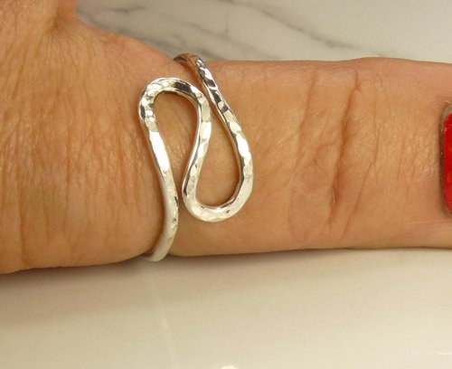 Thumb Ring, Gypsy Ring, Bohemian Ring, Swirl Ring, Sterling Silver or Gold Filled ring,Modern ring