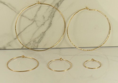 Thin gold hoop earrings, Hammered or Smooth hoops,  14kt gold filled earrings