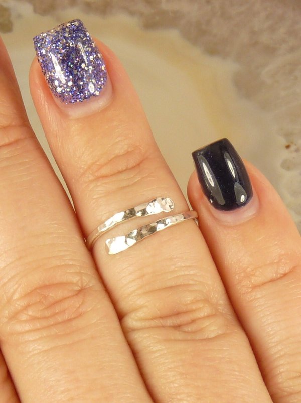 Midi Ring or Pinky Ring, adjustable Ring,  Sterling Silver Midi Ring, Hammered Gold or Silver