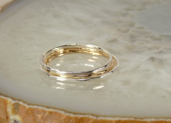 Silver or Gold Stacking Ring-Faceted Band Ring, 18 Gauge,Midi Ring